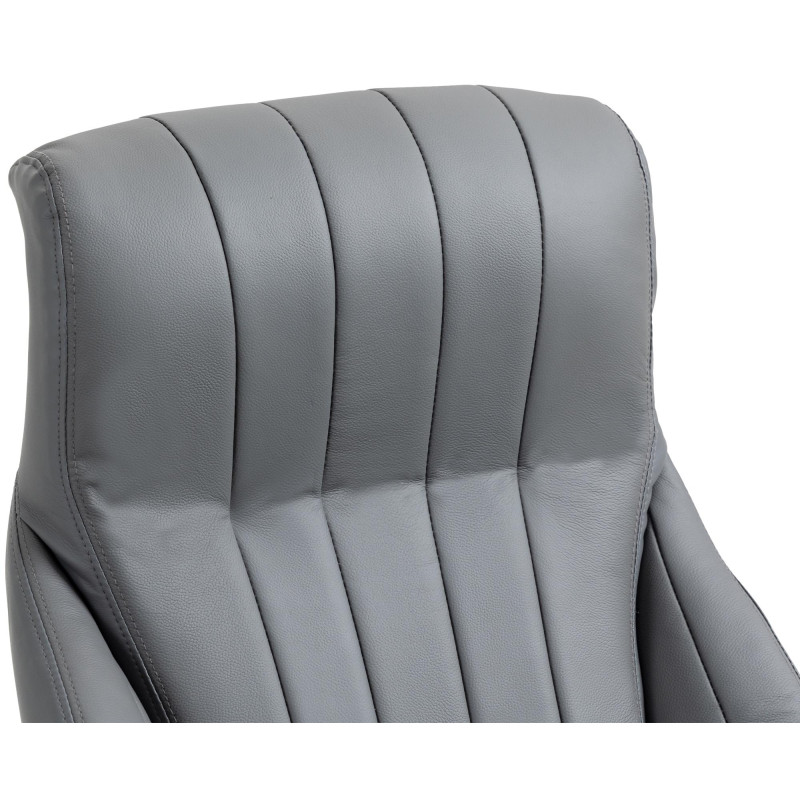 Chaise de bureau Wigan en cuir véritable gris