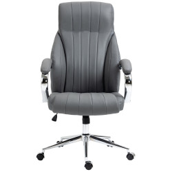 Chaise de bureau Wigan en cuir véritable gris