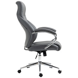 Chaise de bureau Wigan en cuir véritable gris