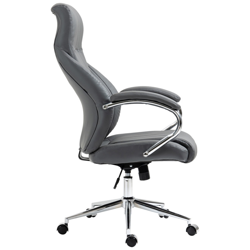 Chaise de bureau Wigan en cuir véritable gris
