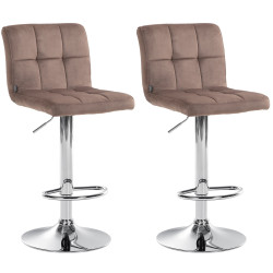 Lot de 2 tabourets de bar Pérou velours chrome marron