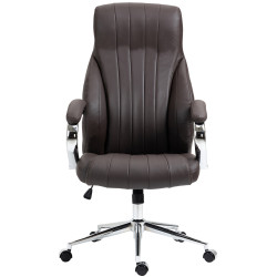 Chaise de bureau Wigan en cuir véritable brun