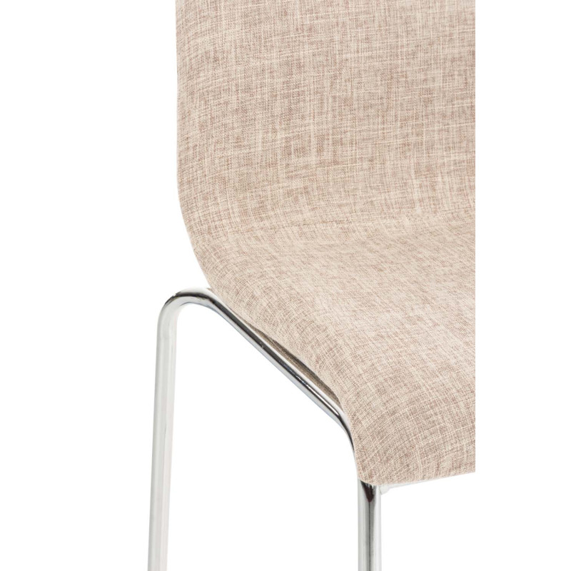 Tabouret de bar Hoover, tissu, piètement à 4 pieds, chromé, crème