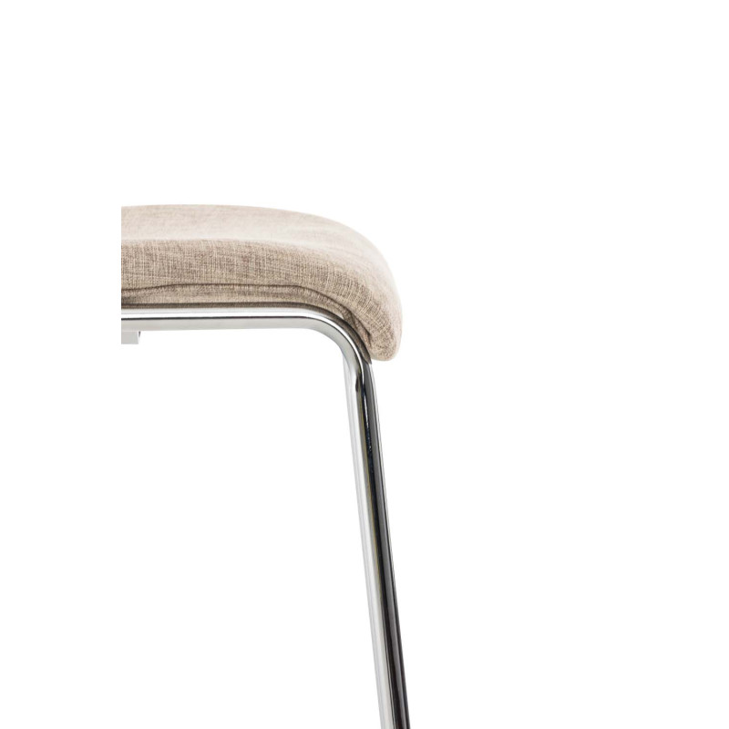 Banqueta alta Hoover, estofada, com estrutura de 4 pés, cromada, cor creme.