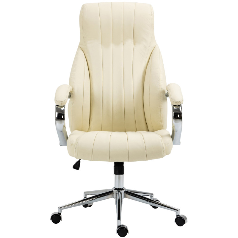 Chaise de bureau Wigan en cuir véritable crème