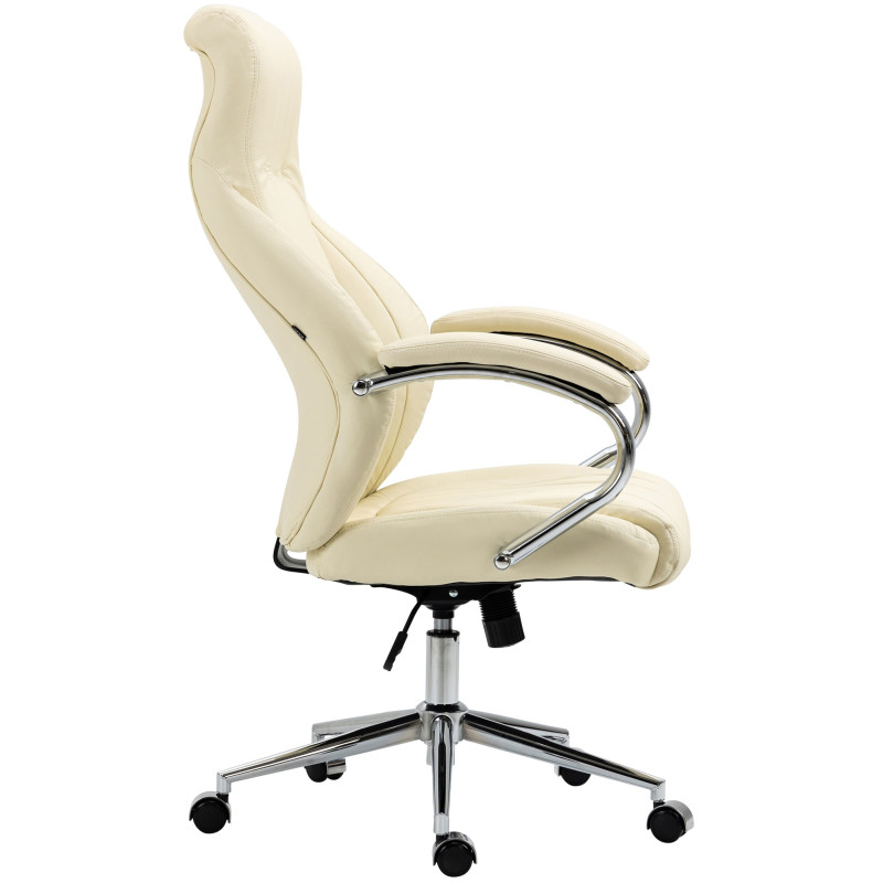 Chaise de bureau Wigan en cuir véritable crème