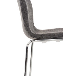 Tabouret de bar Hoover, tissu, piètement à 4 pieds, chromé, gris clair