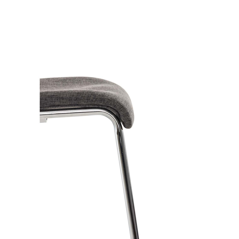 Banqueta alta Hoover, estofada em tecido, com estrutura de 4 pés, cromada, cinza claro