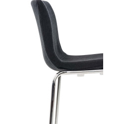 Sgabello da bar Hoover, tessuto, struttura a 4 gambe, cromato, nero