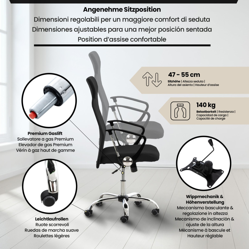 Chaise de bureau Washington noir