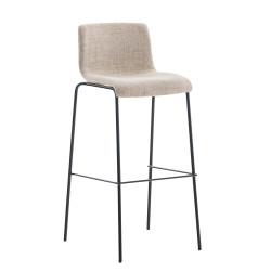 Tabouret de bar Hoover, tissu, piètement à 4 pieds, noir/crème