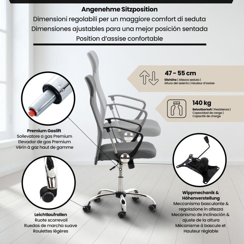 Chaise de bureau Washington gris