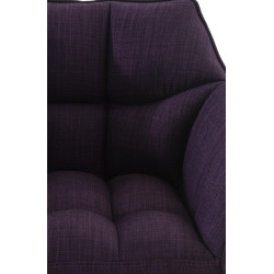 Taburete de bar Damaso tapizado en tela, con estructura de 4 patas, blanco/morado