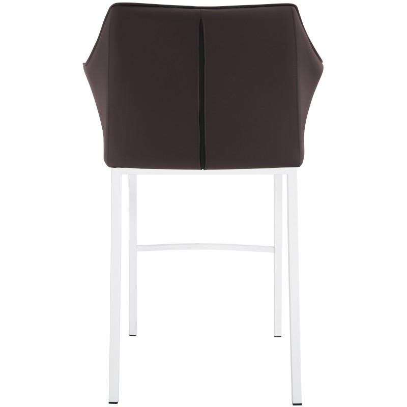 Taburete de bar Damaso con estructura de 4 patas, blanco/marrón