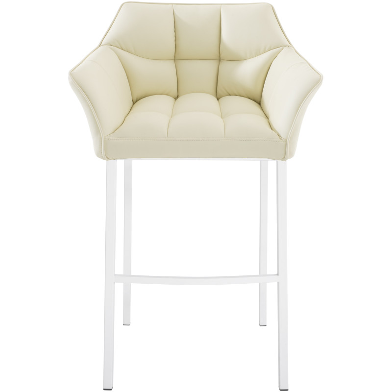 Sgabello da bar Damaso con struttura a 4 gambe, bianco/crema