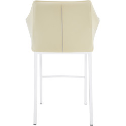 Banqueta de bar Damaso com estrutura de 4 pés, branca/creme