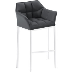 Sgabello da bar Damaso con struttura a 4 gambe, bianco/grigio