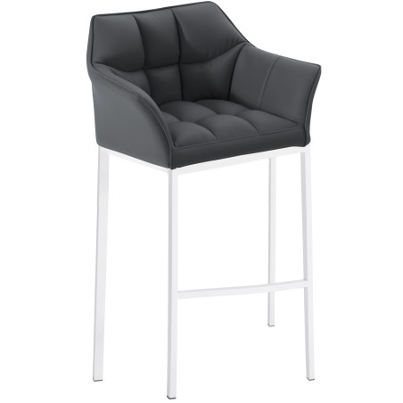 Taburete de bar Damaso con estructura de 4 patas, blanco/gris