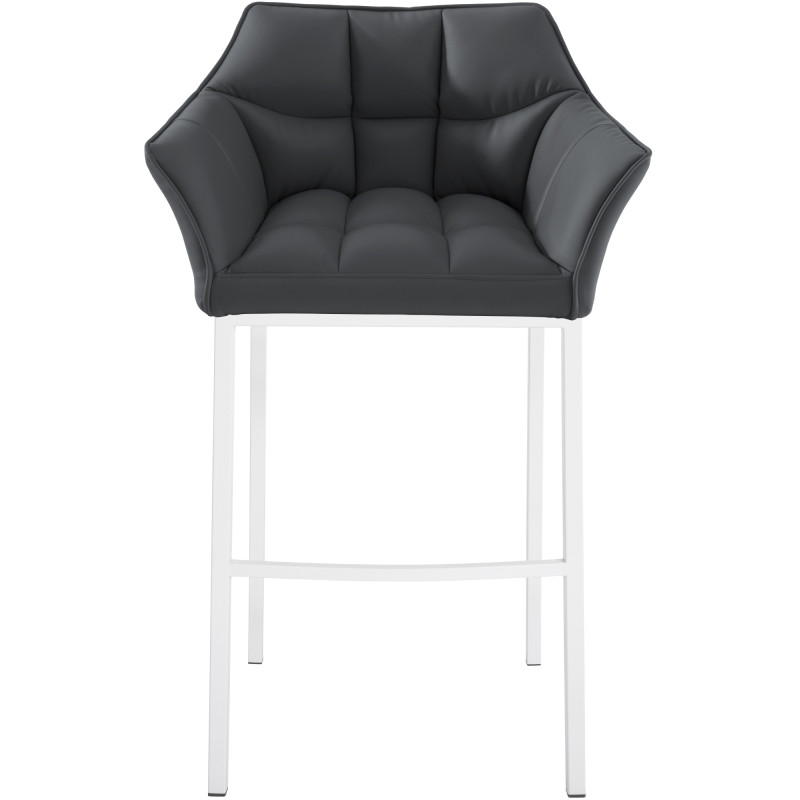 Sgabello da bar Damaso con struttura a 4 gambe, bianco/grigio