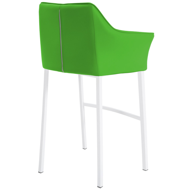 Sgabello da bar Damaso con struttura a 4 gambe, bianco/verde
