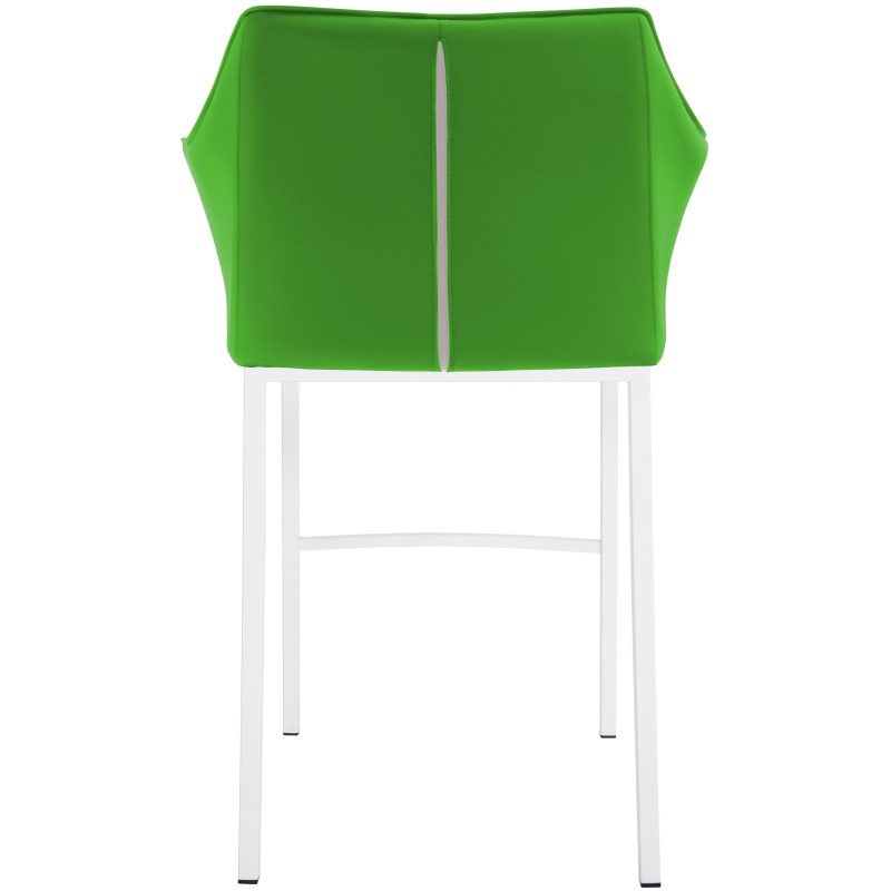 Sgabello da bar Damaso con struttura a 4 gambe, bianco/verde