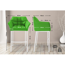 Tabouret de bar Damaso à 4 pieds, blanc/vert