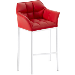 Tabouret de bar Damaso à 4 pieds, blanc/rouge