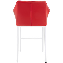 Tabouret de bar Damaso à 4 pieds, blanc/rouge