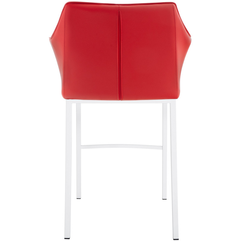 Sgabello da bar Damaso con struttura a 4 gambe, bianco/rosso