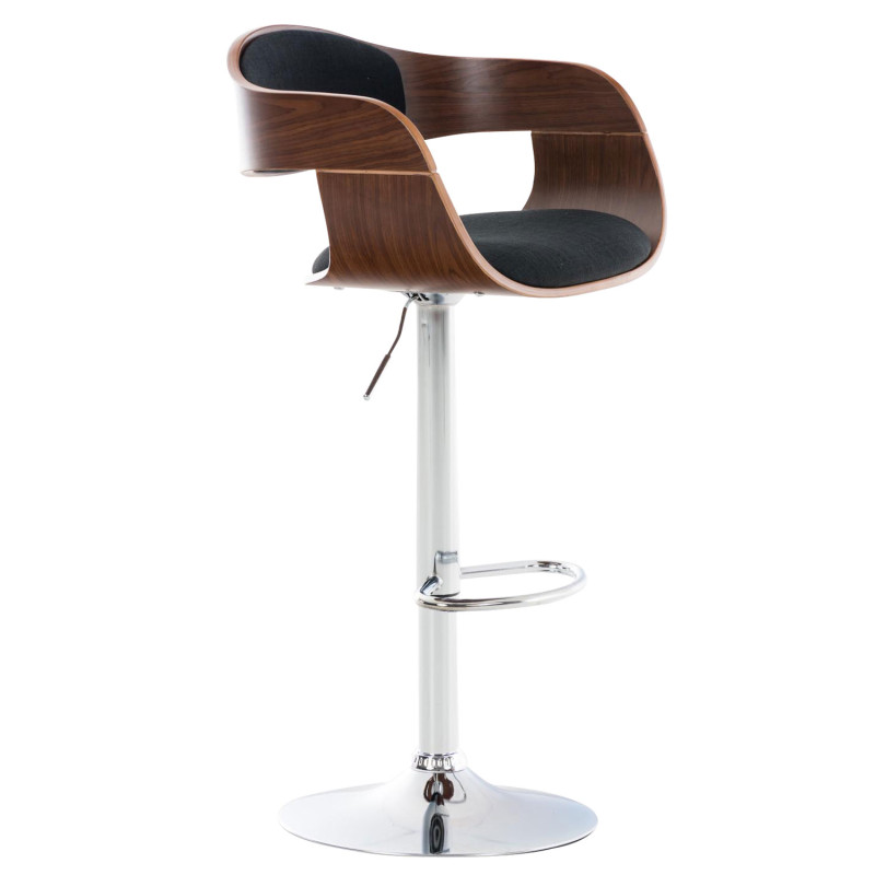 Tabouret de bar Kingston C, noyer/tissu noir