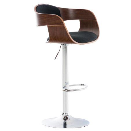Tabouret de bar Kingston C, noyer/tissu noir