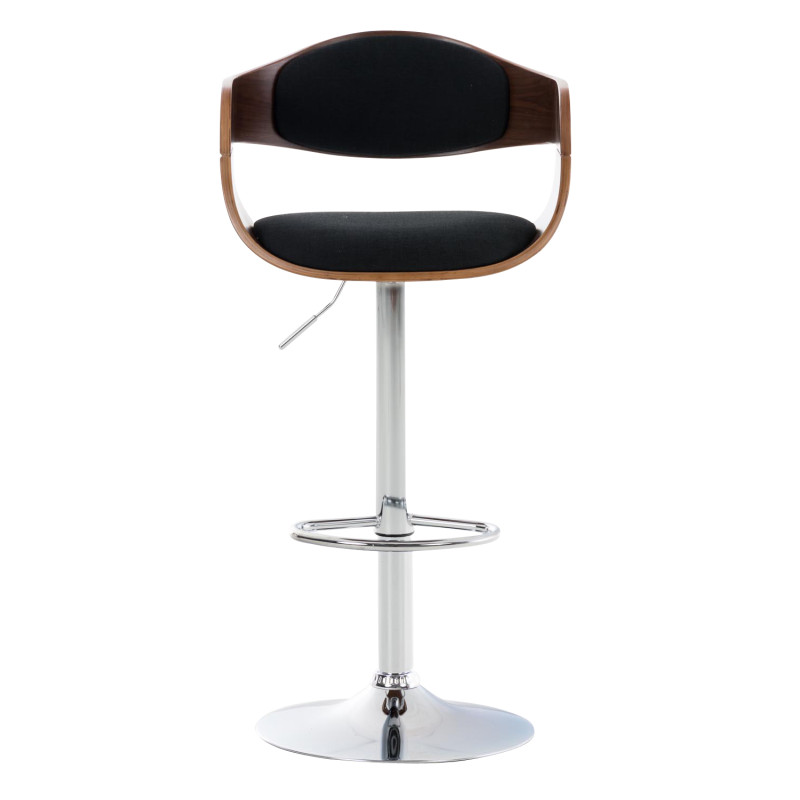 Tabouret de bar Kingston C, noyer/tissu noir