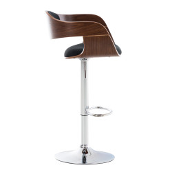 Tabouret de bar Kingston C, noyer/tissu noir