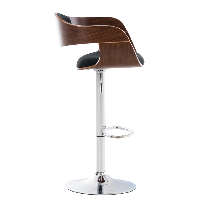 Tabouret de bar Kingston C, noyer/tissu noir