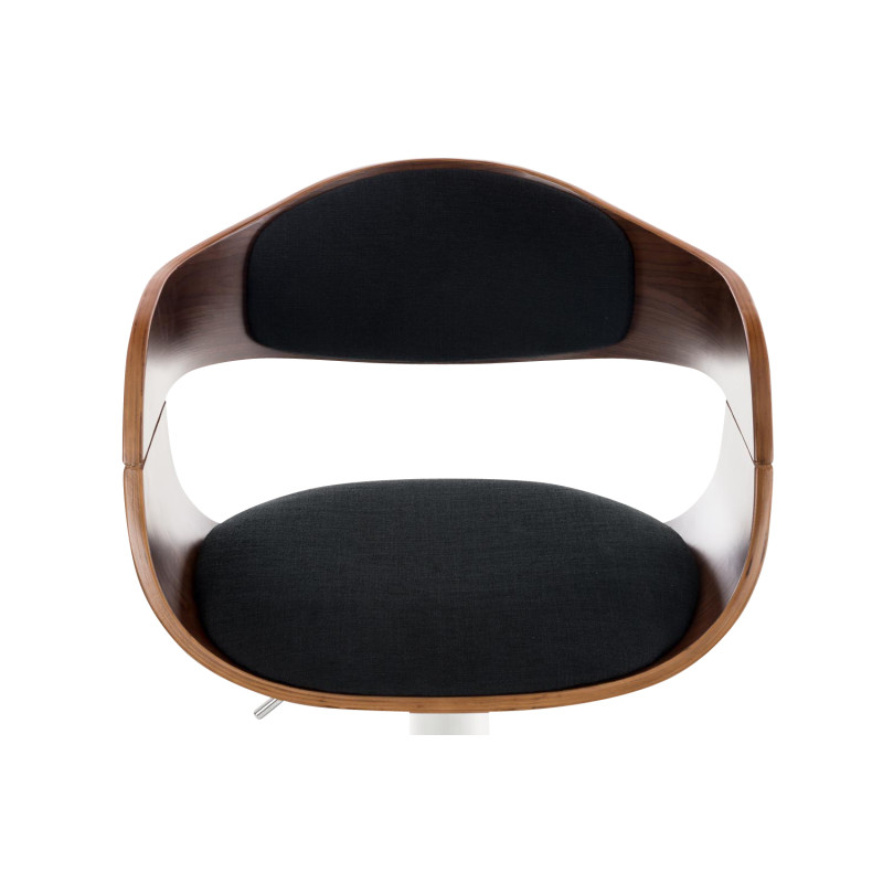 Tabouret de bar Kingston C, noyer/tissu noir