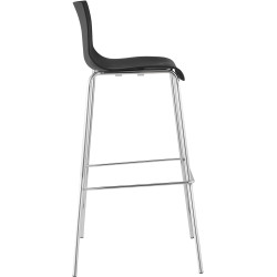 Conjunto de 2 banquetas de bar Hoover, em plástico, com estrutura de 4 pés, cromadas/pretas