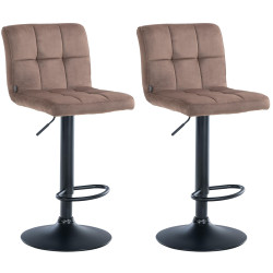 Lot de 2 tabourets de bar Pérou velours noir marron