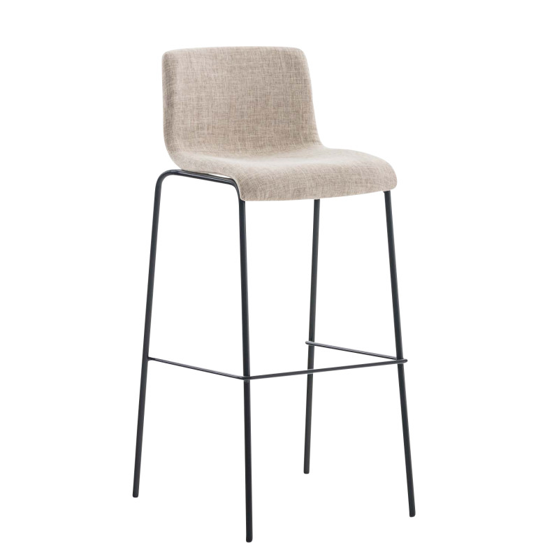 Ensemble de 2 tabourets de bar Hoover, en tissu, piètement à 4 pieds, noir et crème