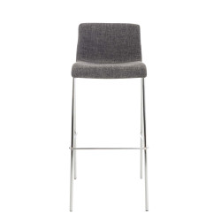 Lot de 2 tabourets de bar Hoover, tissu, piètement à 4 pieds, finition chromée, gris clair
