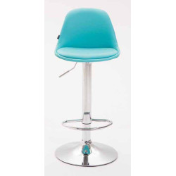 Ensemble de 2 tabourets de bar Kiel, entièrement rembourrés, similicuir, bleu chromé