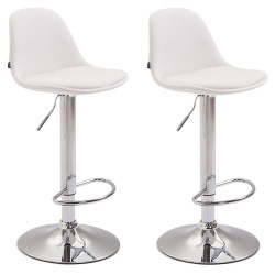 Set di 2 sgabelli da bar Kiel, completamente rivestiti, similpelle, cromati, bianchi