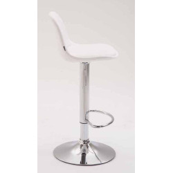 Ensemble de 2 tabourets de bar Kiel, entièrement rembourrés, similicuir, chromés, blancs