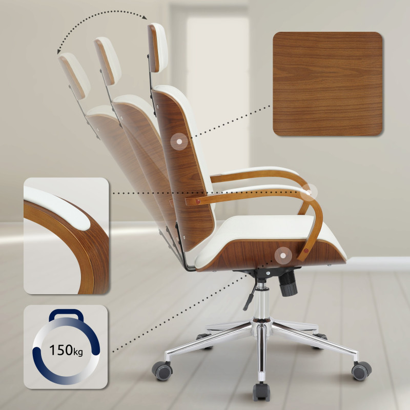 Chaise de bureau Dayton noyer/blanc
