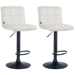 Lot de 2 tabourets de bar en velours Pérou noir crème