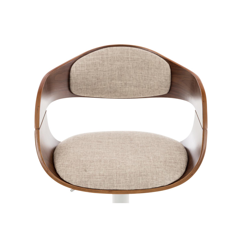 Sgabello da bar Kingston C, tessuto noce/crema