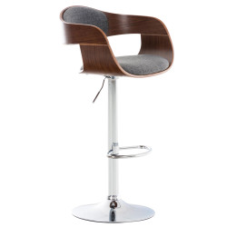 Tabouret de bar Kingston C, tissu noyer/gris clair