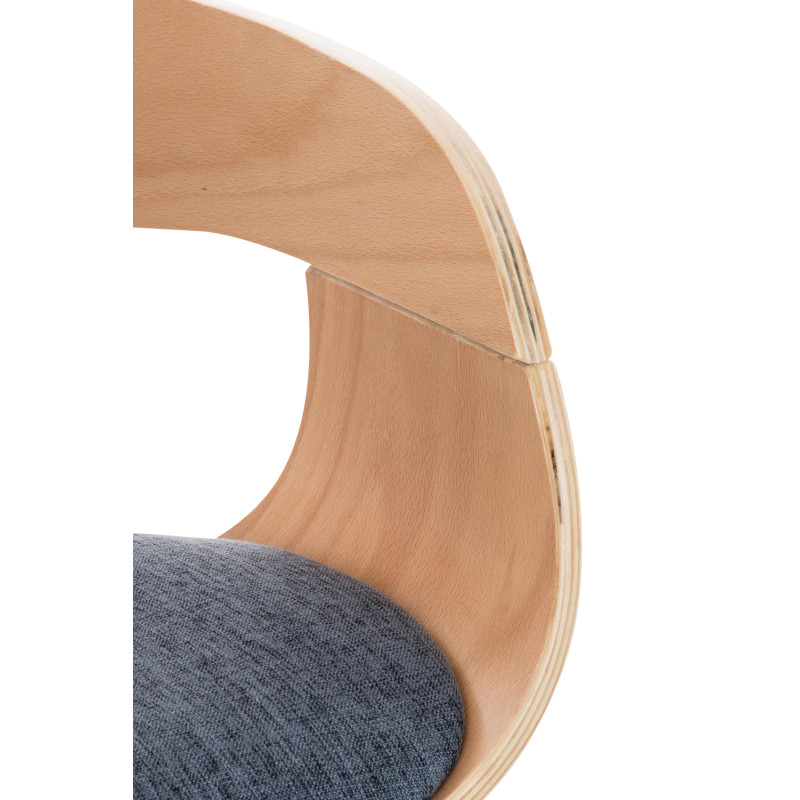 Tabouret de bar Kingston C, tissu naturel/bleu