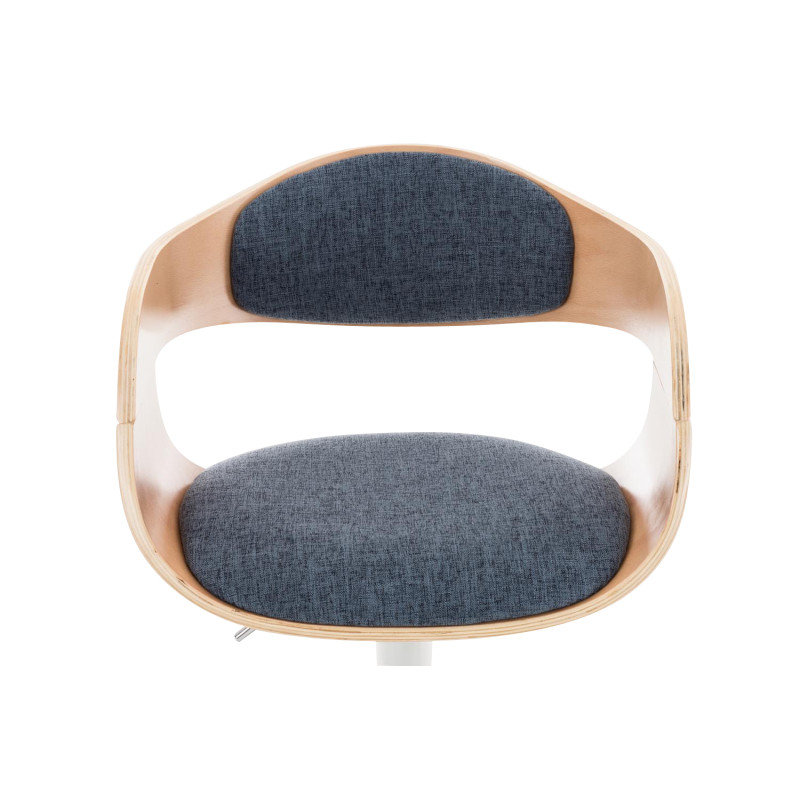 Tabouret de bar Kingston C, tissu naturel/bleu