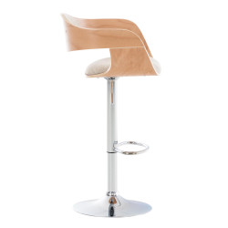Taburete de bar Kingston C, tapizado en tela natural/crema