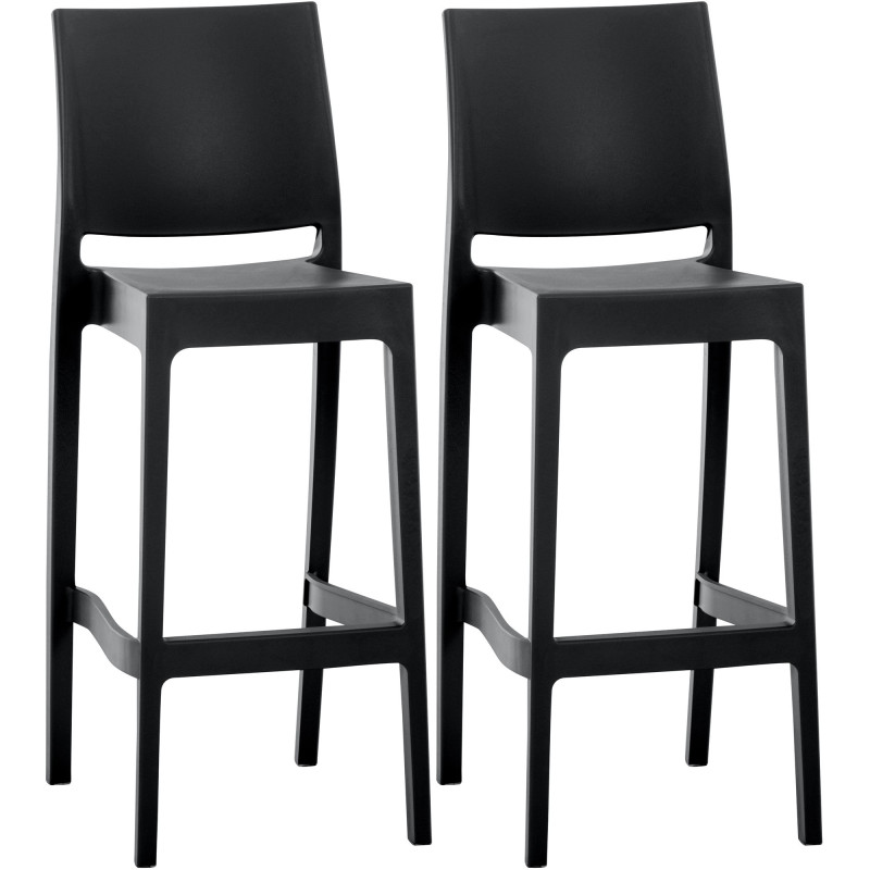 Ensemble de 2 tabourets de bar Maya noirs